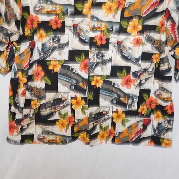 VTG alohaland hallelujah hawaiian shirts Mens 6X Pinup Girls WW2 Planes Hibiscus - Picture 3 of 11